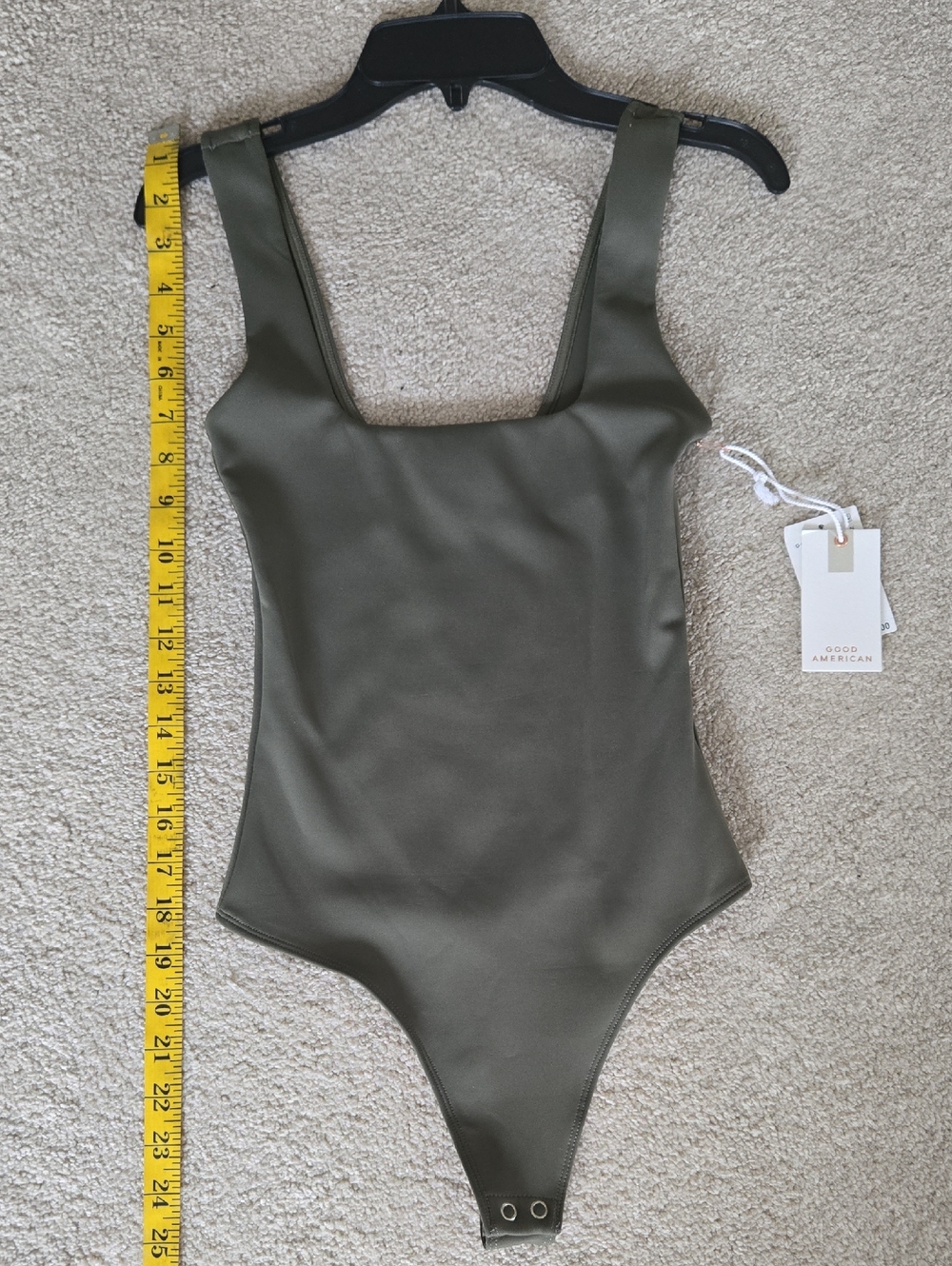 Good American Olive Green Square-Neck Bodysuit
